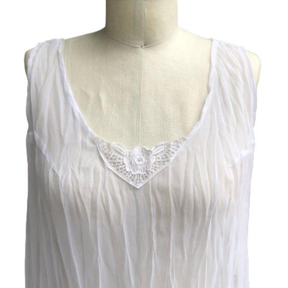 Vintage Ethereal Sheer Crinkle Slip Dress Overdress Underdress S/M - Picture 10 of 17